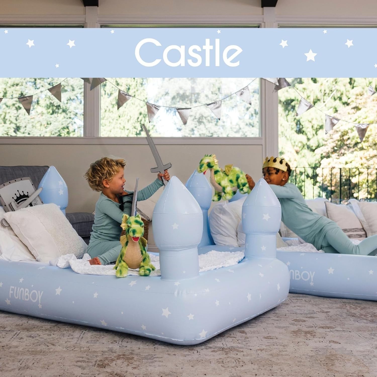 Kids Blue Inflatable Travel Bed Mattress with Carry Bag – Sleepovers