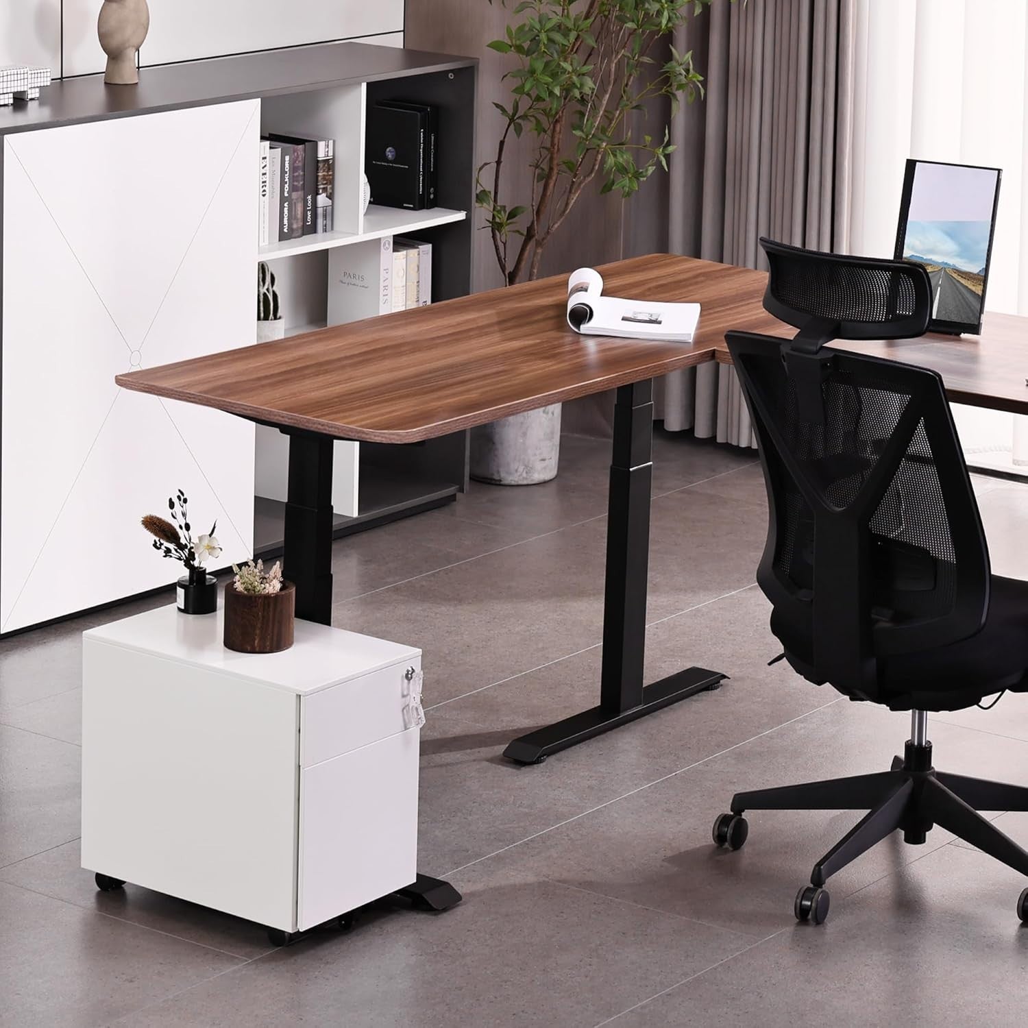 White Locking Metal File Cabinet 2 Drawer Under Desk Rolling Storage
