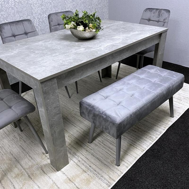 Grey Dining Table Set with 4 Chairs & 2 Benches – Modern Kitchen Room