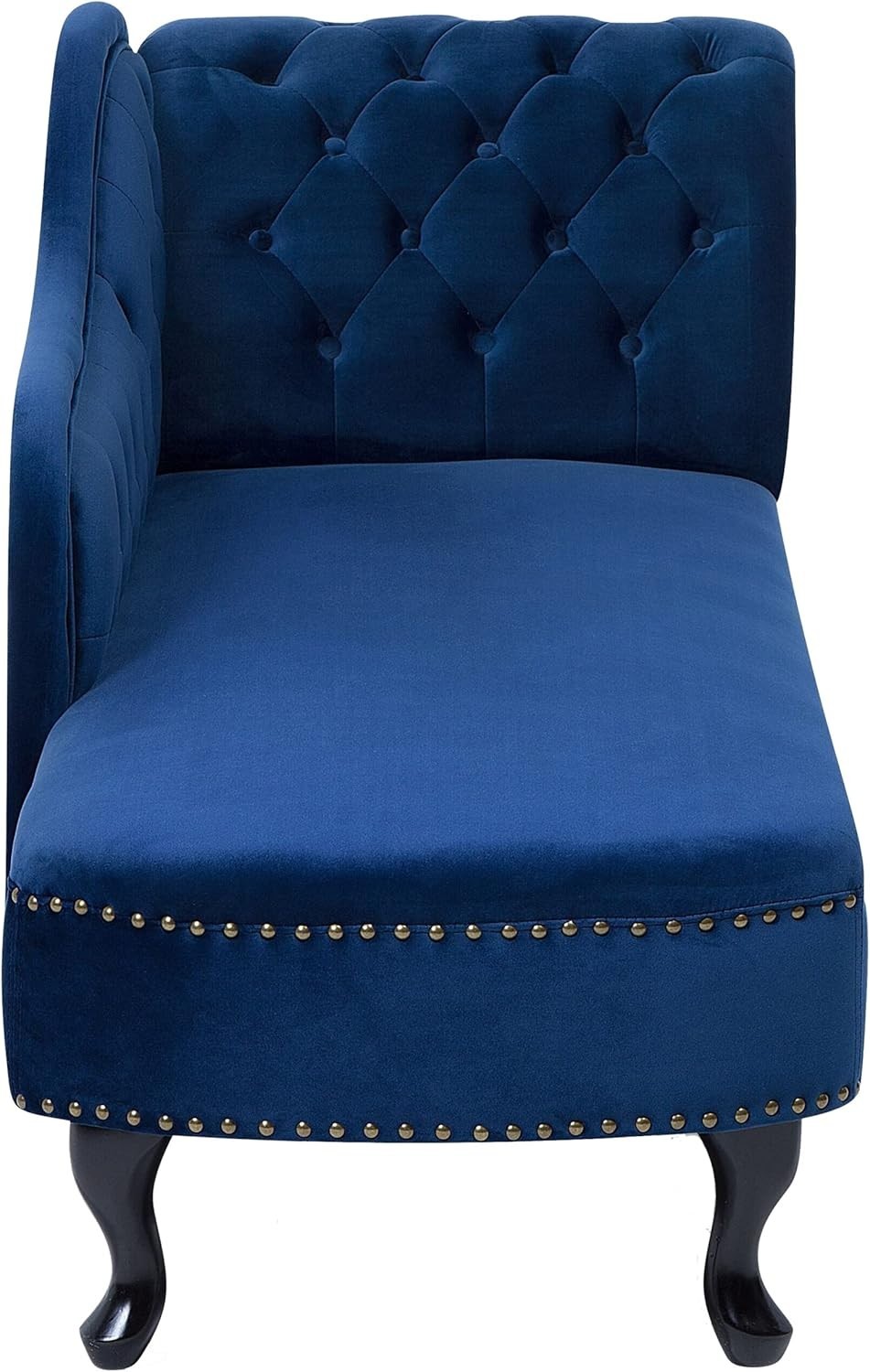 Vintage Right Hand Velvet Chaise Lounge Blue Chesterfield Sofa 180 kg Capacity