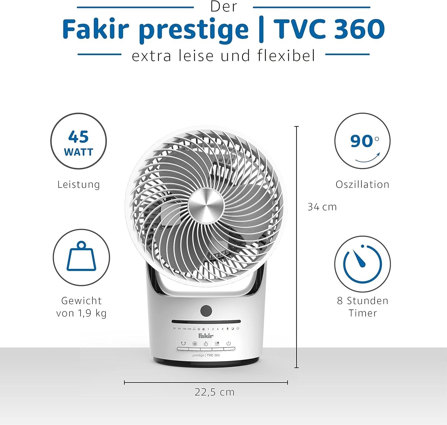 360° Oscillating Table Fan 3-Speed Remote Control Adjustable Tilt Quiet Cooling