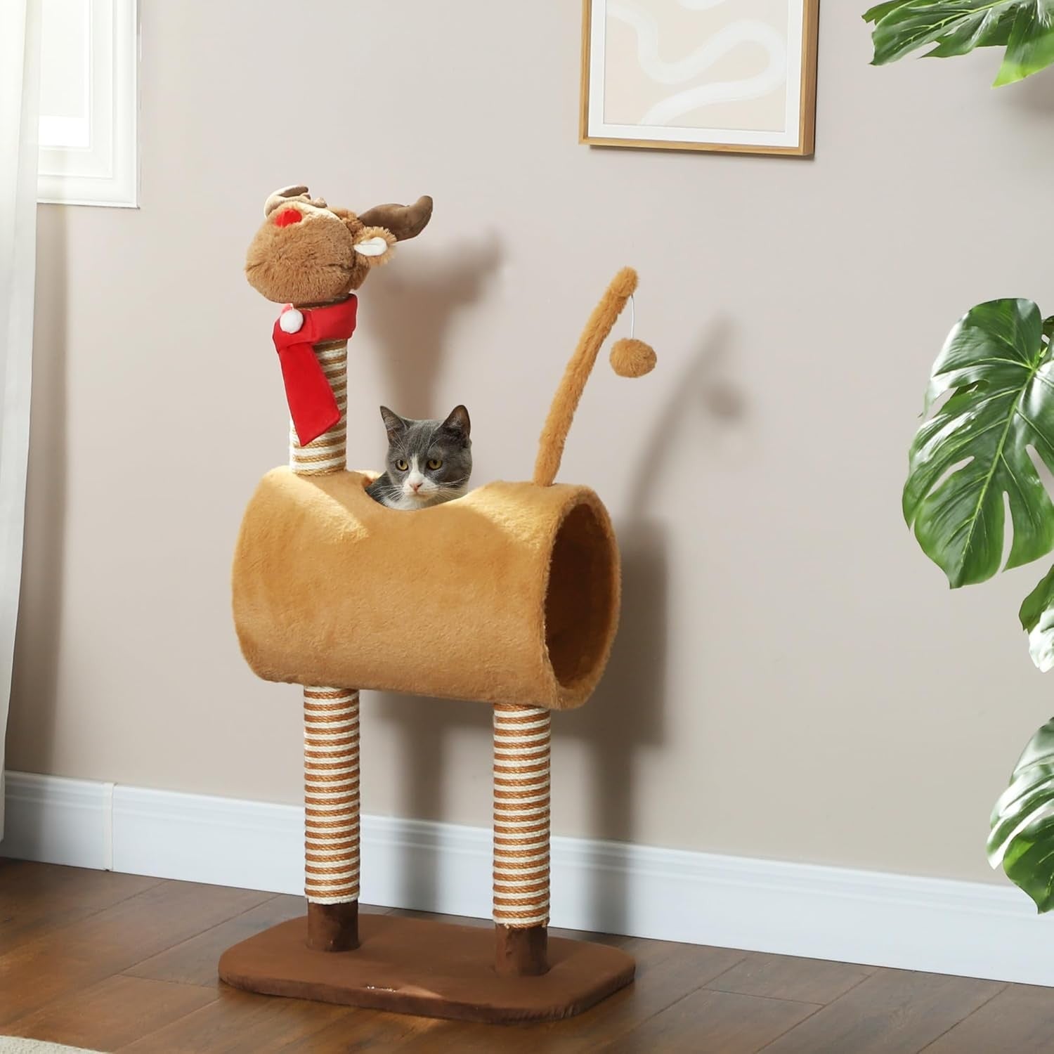 Cat Tree 98cm Indoor Tower with Tunnel Scratching Posts Toy Ball for Cats