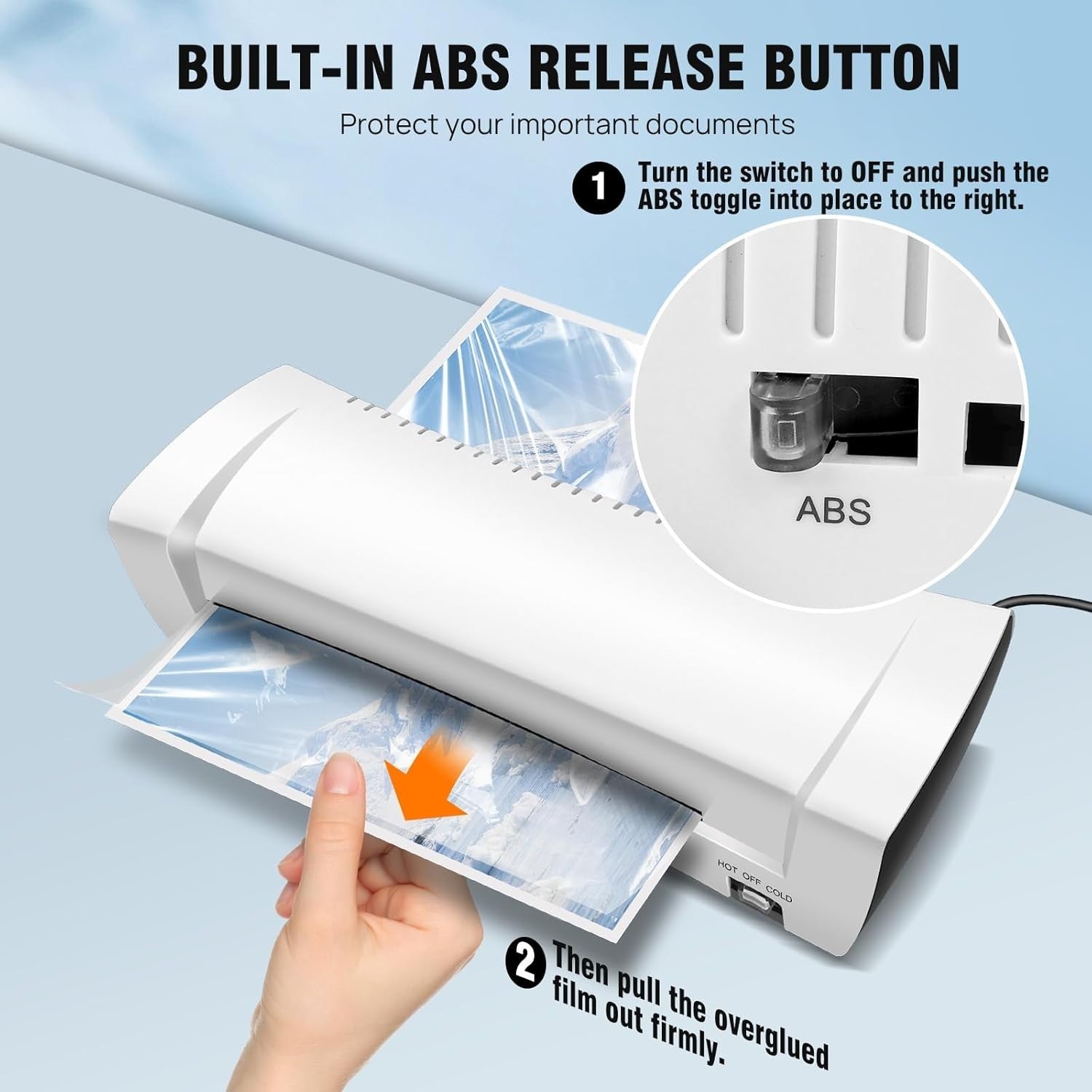 A4 Laminator Hot Cold Fast Warm-Up Anti-Jam Bubble-Free Home