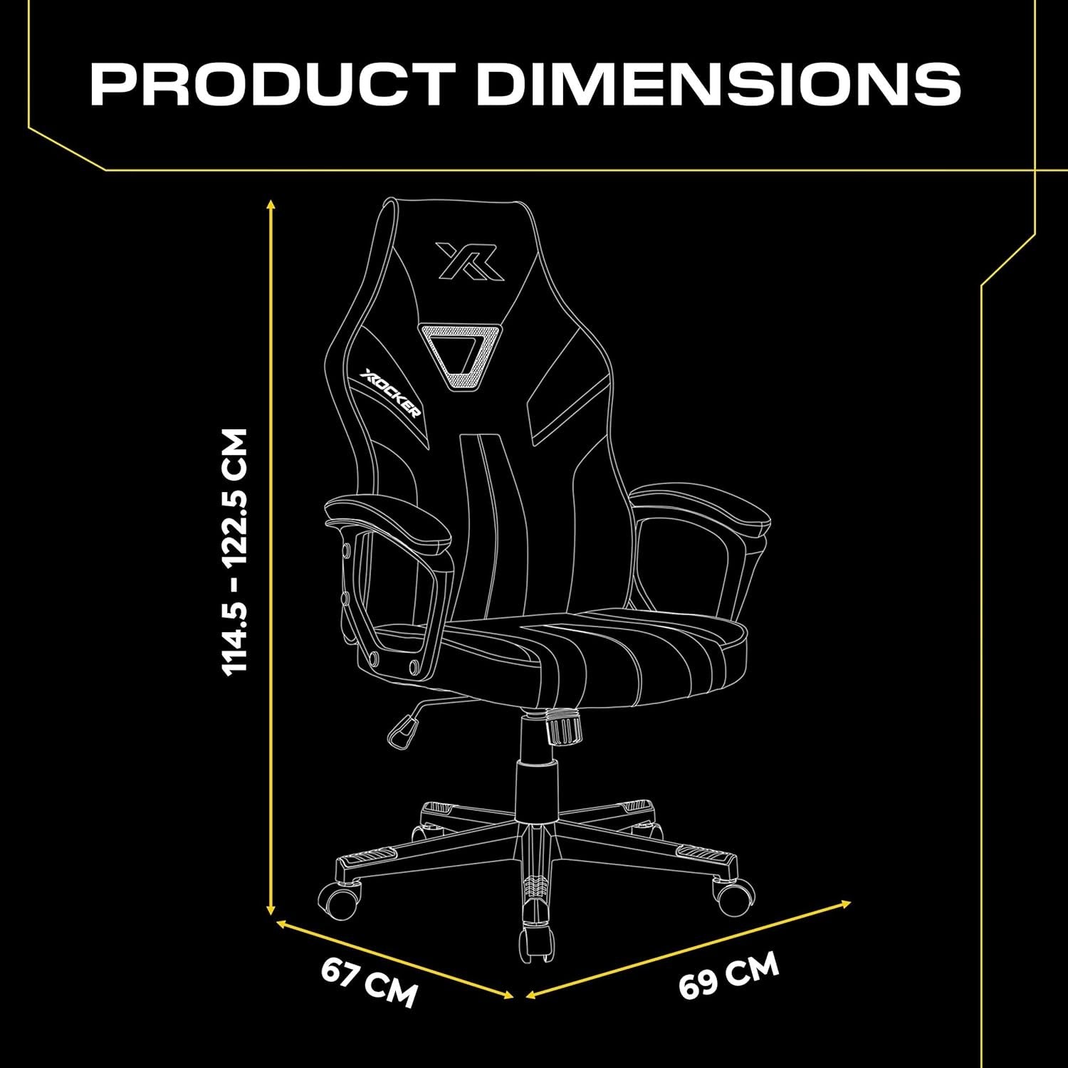 Ergonomic Gaming Chair High Back Wide Seat Yellow