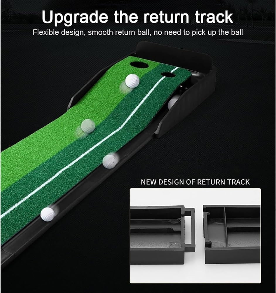 Golf Putting Mat Auto Ball Return 2 Hole Indoor Practice Trainer Home