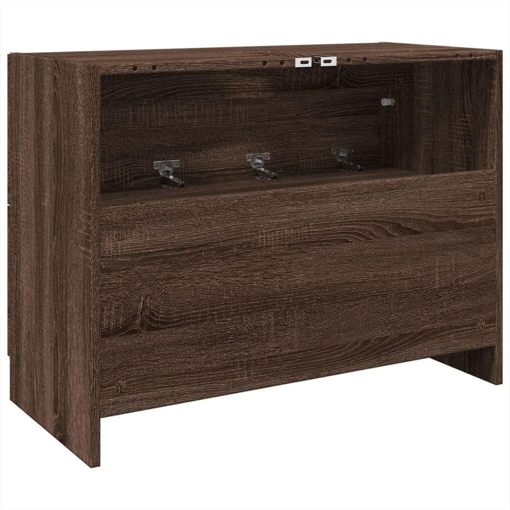 Brown Oak Under Sink Bathroom Cabinet 78x37x59cm Modern Vanity Storage Unit