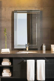 Large Frameless Wall Mirror 90x60cm Modern Beveled Glass for Home
