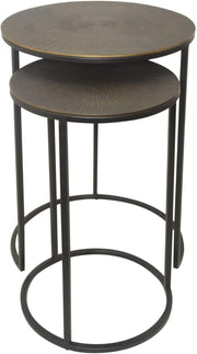 Antique Bronze Round Metal Accent Side Table Luxury Space Saving 55H