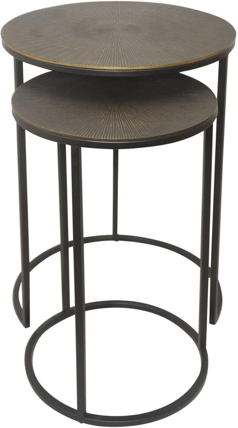 Antique Bronze Round Metal Accent Side Table Luxury Space Saving 55H