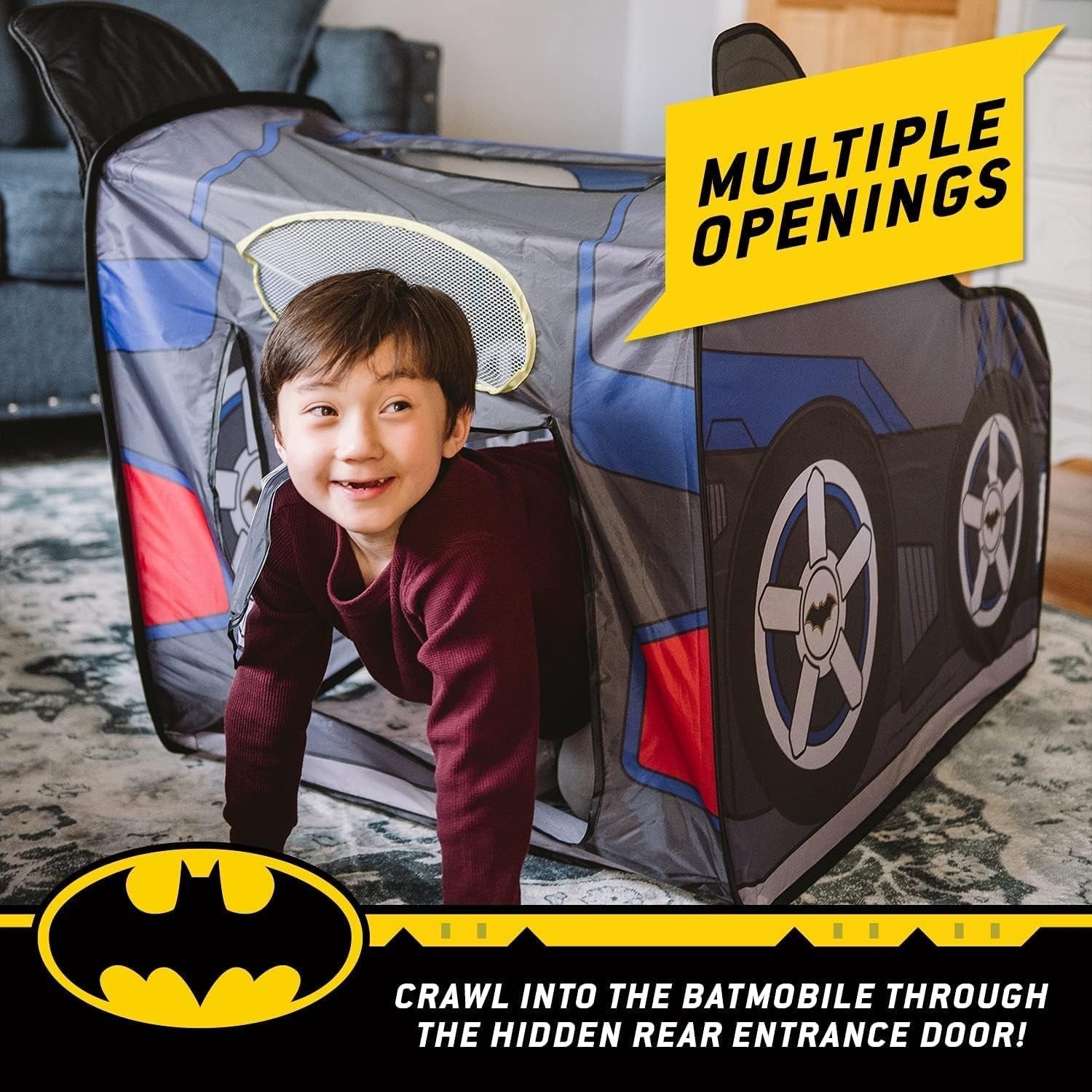 Superhero Car Pop Up Play Tent Large Indoor Kids Playhouse