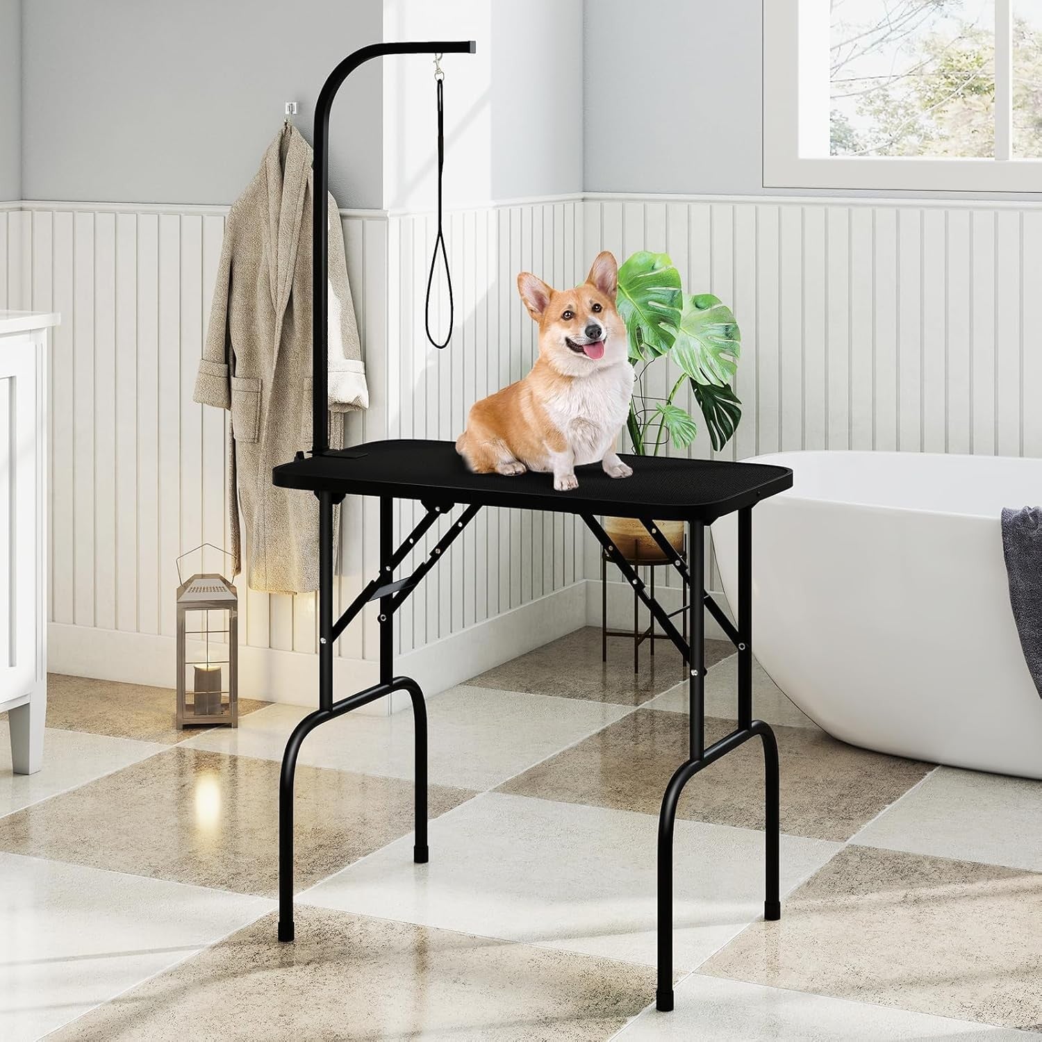 Dog Grooming Table 32'' Foldable Non Slip Adjustable Arm Portable Trimming