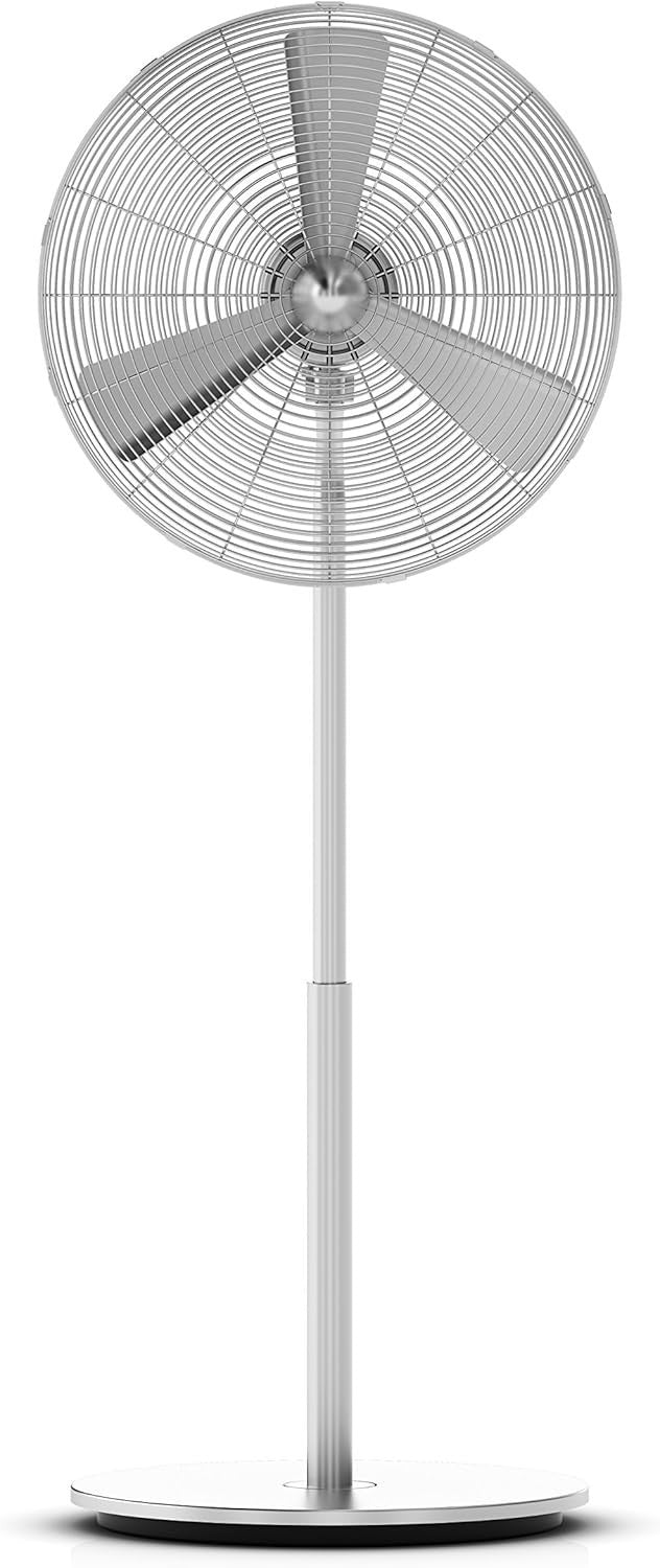 16" Chrome Stand Fan – Retro Metal Pedestal 3 Speed Oscillating Quiet Cooling