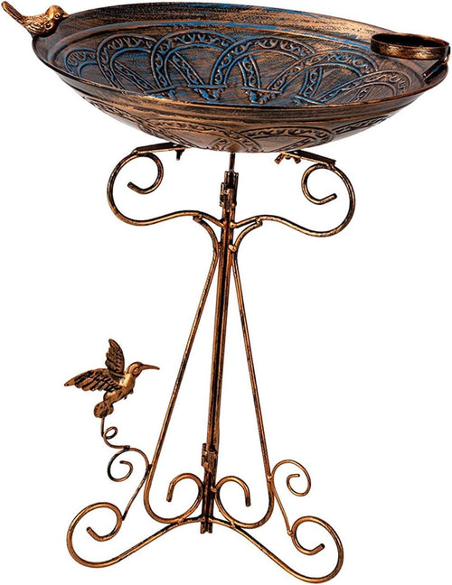 Elegant Pedestal Bird Bath Feeder Bronze Outdoor Garden Decor Heavy Duty