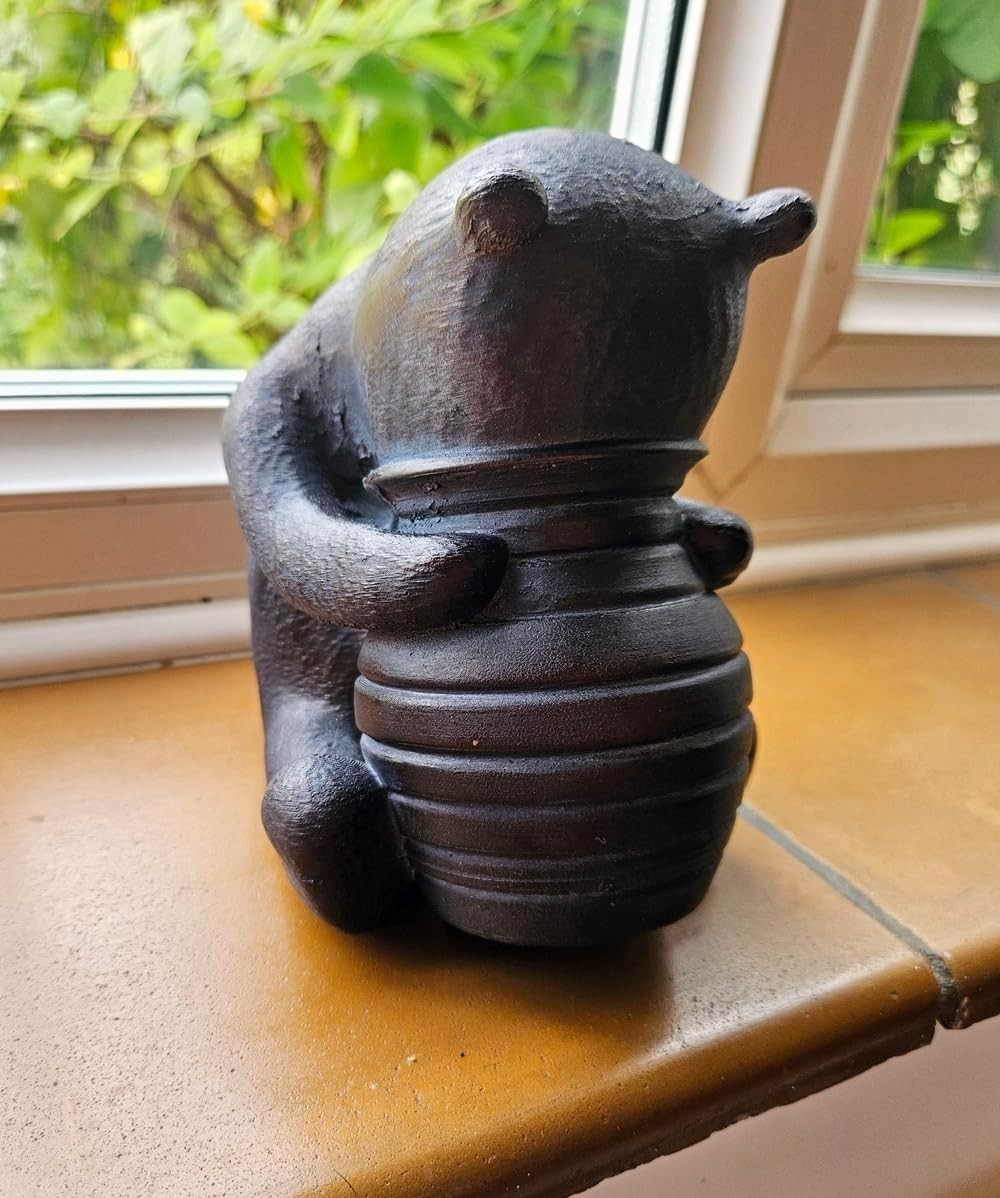 Bronze Sitting Bear Garden Ornament 15cm Resin Sculpture Outdoor Home Decor