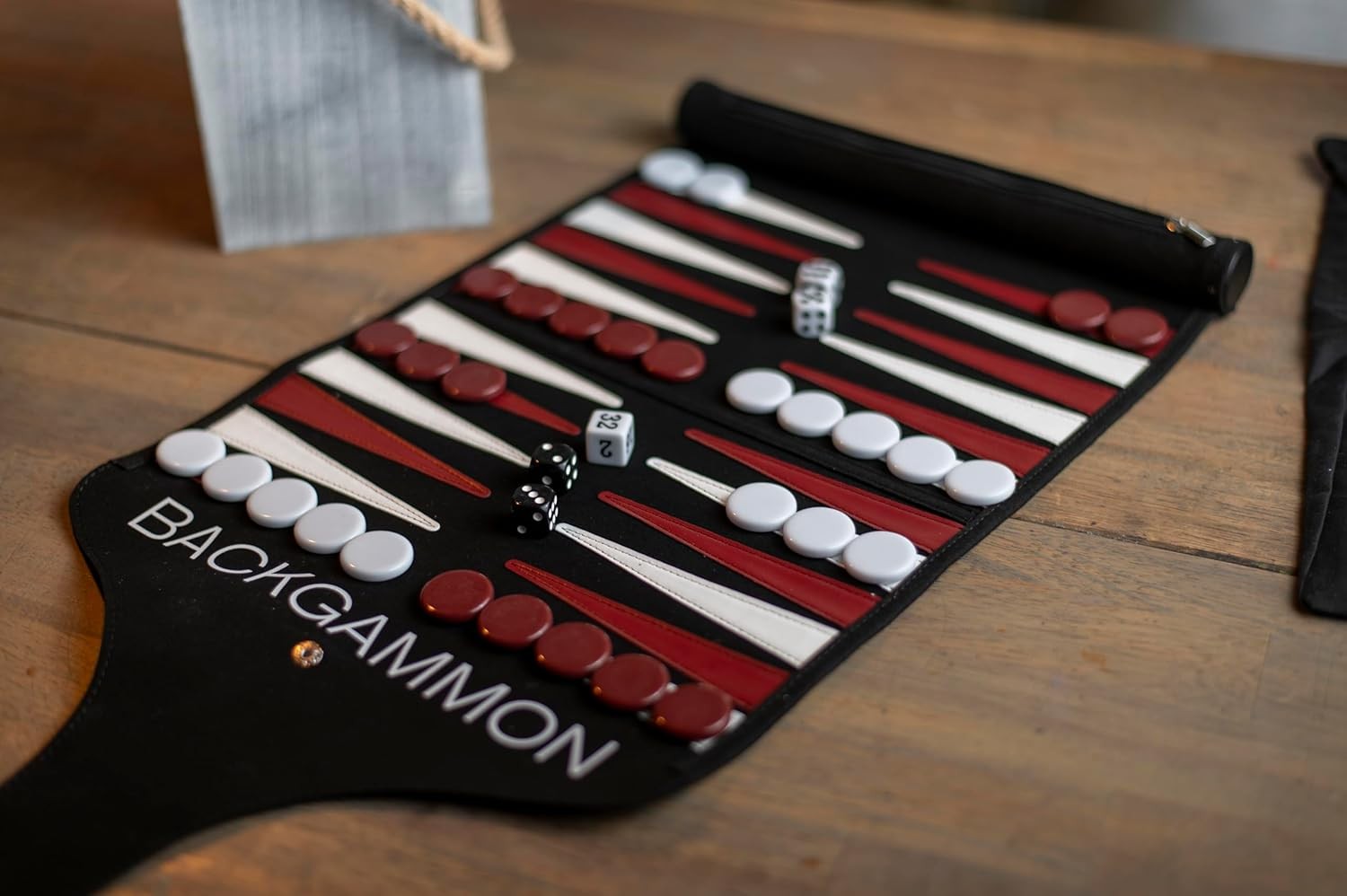 Roll Up Travel Backgammon Set Lightweight Portable Board Game for Adults