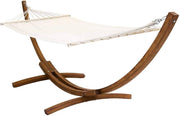 Large 3M Freestanding Hammock with Wooden Stand – 1 Person, Cream, Durable
