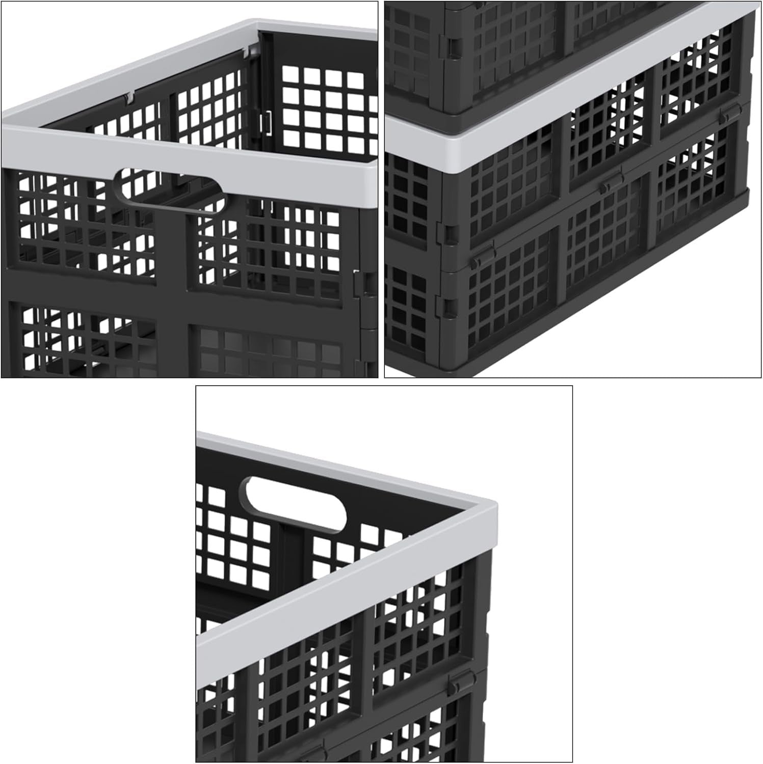 Foldable Storage Crates 44x33x23cm – Collapsible Plastic Bins for Home & Travel