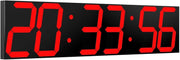 Oversized LED Wall Clock 27" Digital Timer Remote Date Temp Display Red
