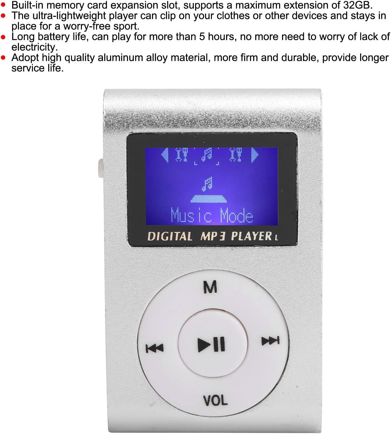 32GB MP3 Player with Speaker FM Radio Voice Recorder Clip