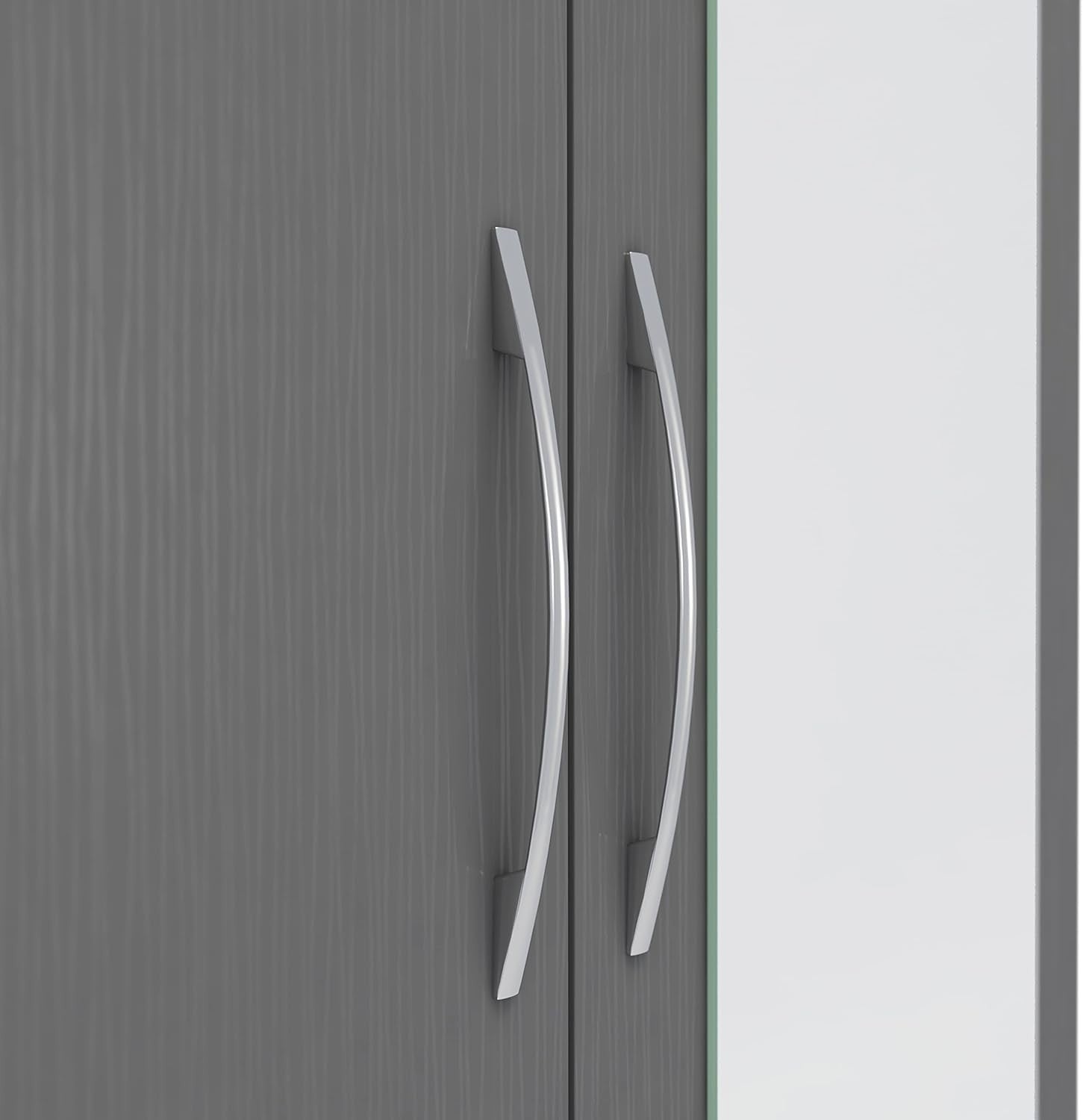 Grey 2 Door Mirror Wardrobe with Drawer – Modern Bedroom Storage Unit