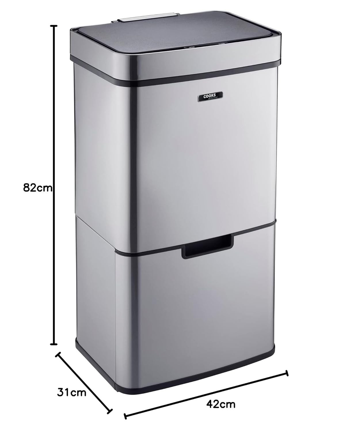 75L Dual Compartment Motion Sensor Kitchen Bin Silver