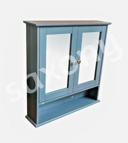 Slim Mirrored Bathroom Cabinet with Shelf – Wall Mounted Storage Cupboard Grey