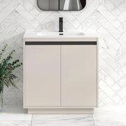 800mm Beige Floor Standing Vanity Unit with Basin Sink 2 Door Bathroom Cabinet