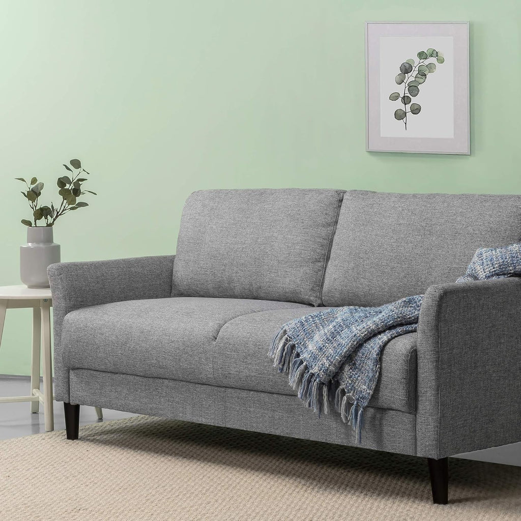 3 Seater Sofa Couch Bed Grey - Compact Modern Fabric Sofa for Living Room