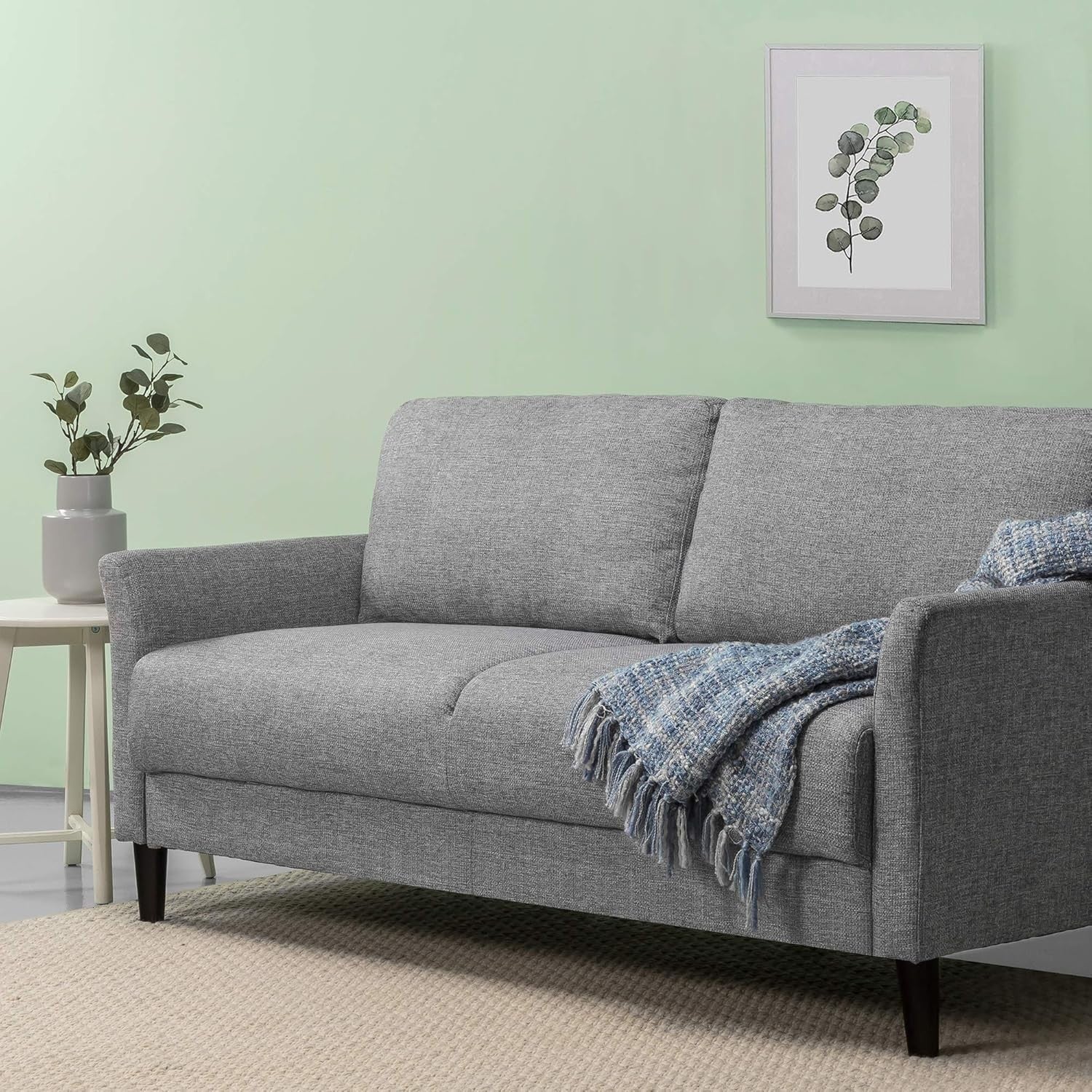 3 Seater Sofa Couch Bed Grey - Compact Modern Fabric Sofa for Living Room