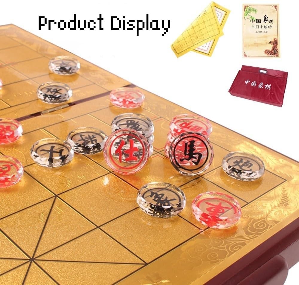 Crystal Xiangqi Chinese Chess Set Clear Travel Board 30mm Pieces