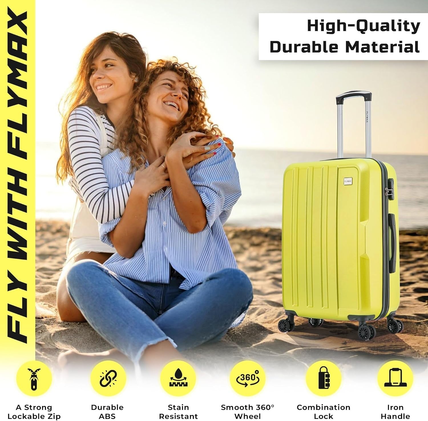 2 Piece Check In Luggage Set Large & Medium ABS Hard Shell 4 Wheel Spinner