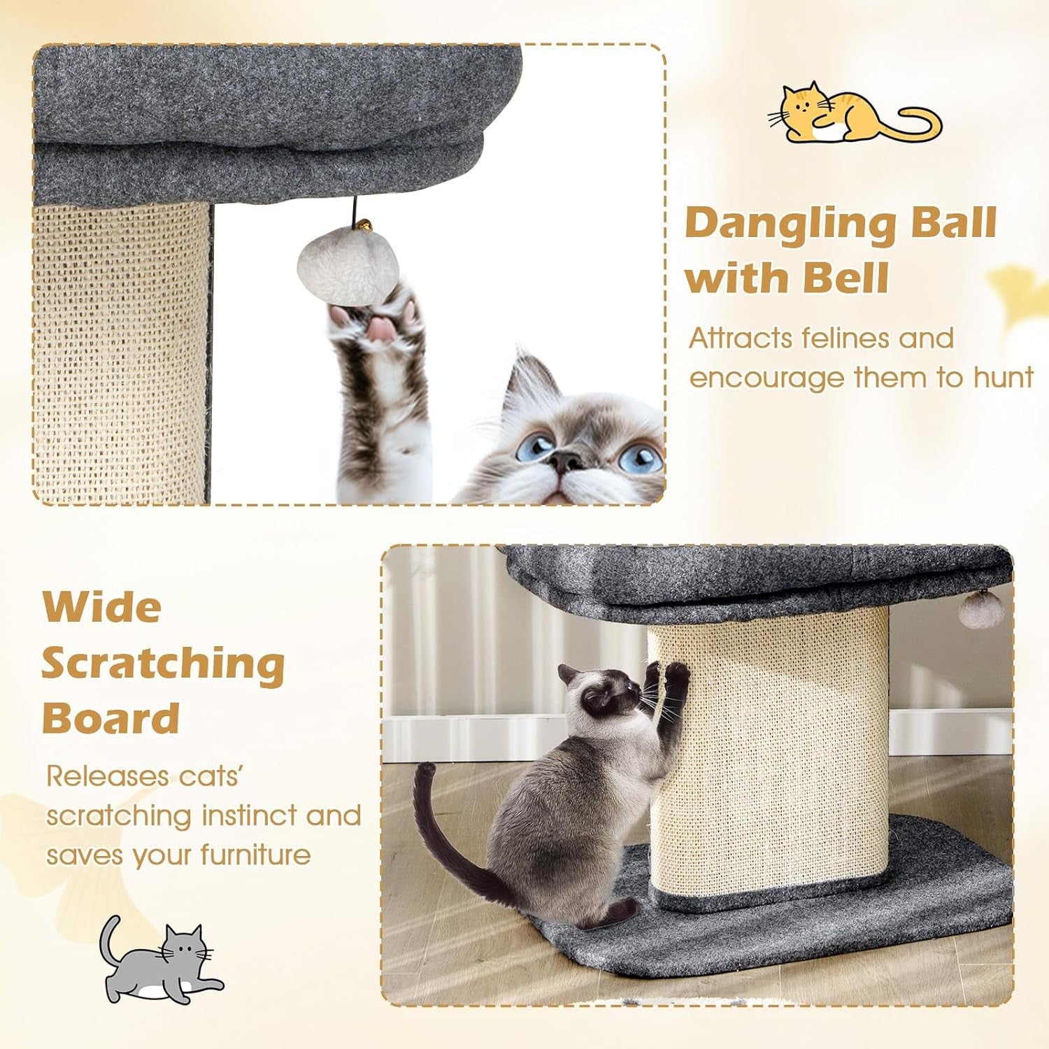 Cat Tree for Kittens Plush Perch Scratching Post Indoor Activity Tower