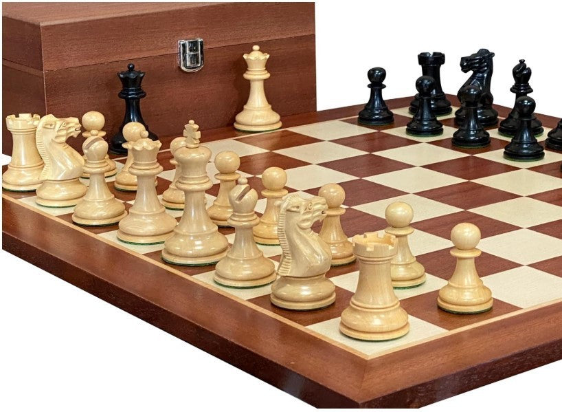 Luxury Mahogany Chess Set with Weighted Pieces & Wooden Storage Box