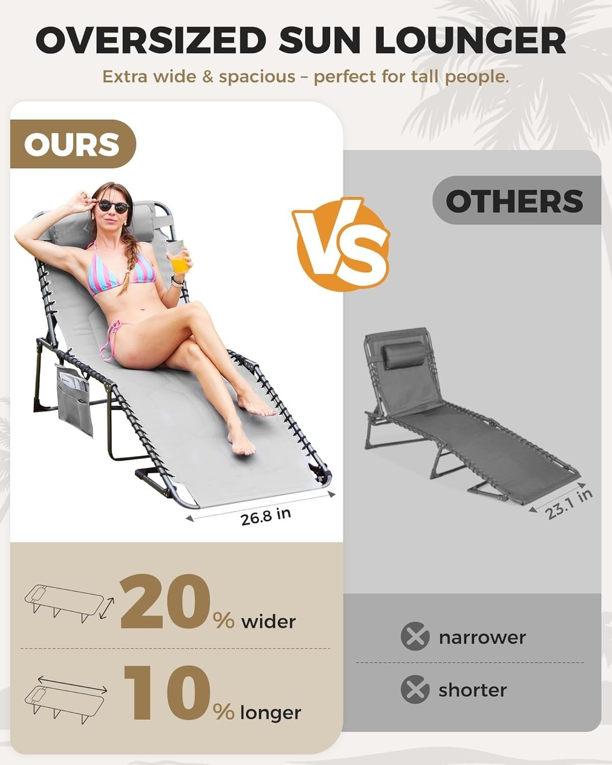 Folding XL Sun Lounger Recliner Chair Padded 200kg Garden Bed Heavy Duty