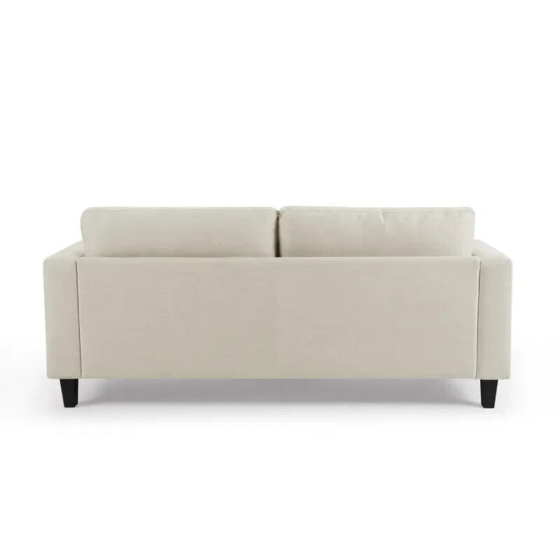 Natural Linen 3 Seater Sofa Modern Fabric Couch Cream Padded Seat Legs
