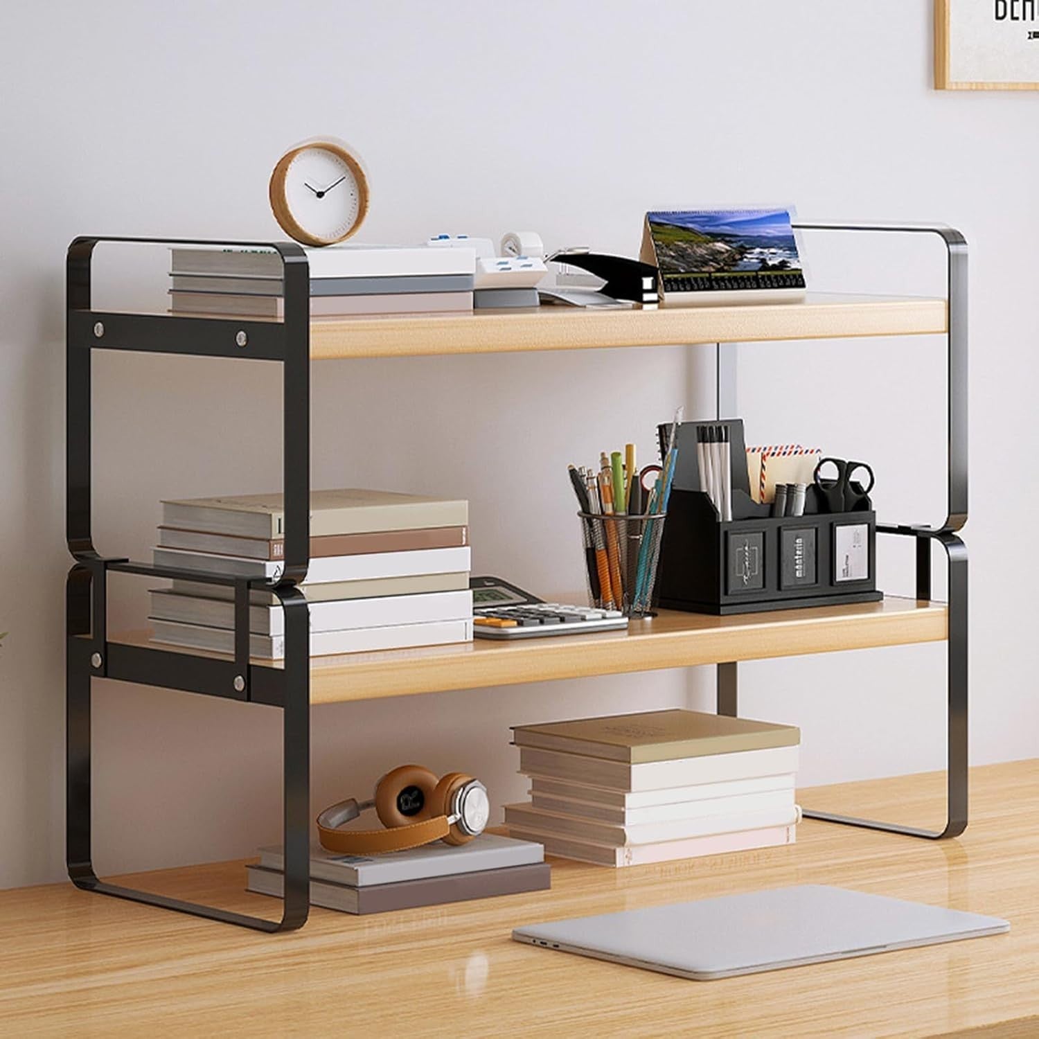 Stackable Desktop Organizer Metal Storage Shelf for Office & Kitchen