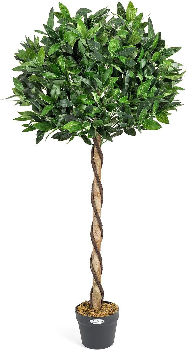 120cm Artificial Bay Tree Topiary Twisted Trunk Indoor Outdoor Decor (1 Pack)