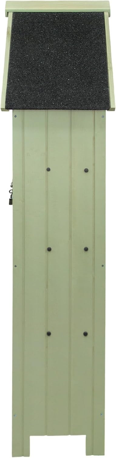Wooden Garden Shed Outdoor Storage with Shelves, Hooks & Lockable Doors Green