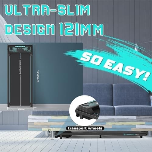 Slim Under Desk Walking Pad 6km/h Compact Treadmill w/ Remote LED & Bluetooth