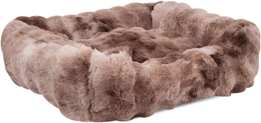 Large Faux Fur Dog Bed 71x58cm Fluffy Warm Brown