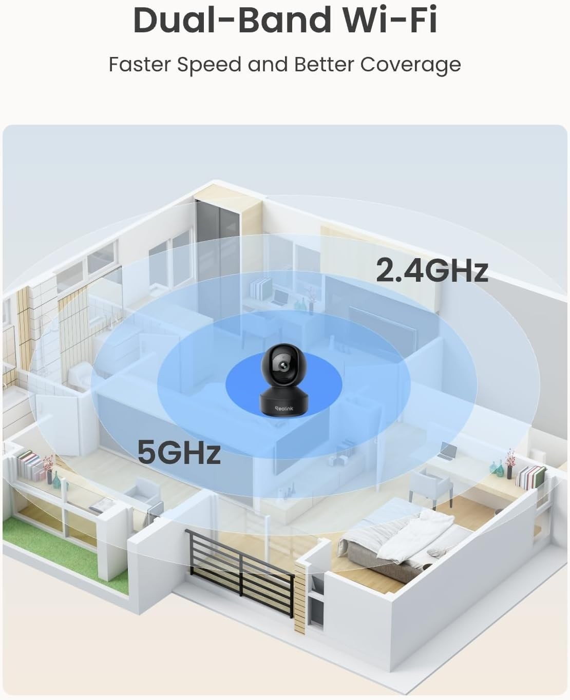 3K Indoor Security Camera 360° Auto Tracking Pet Baby Monitor WiFi