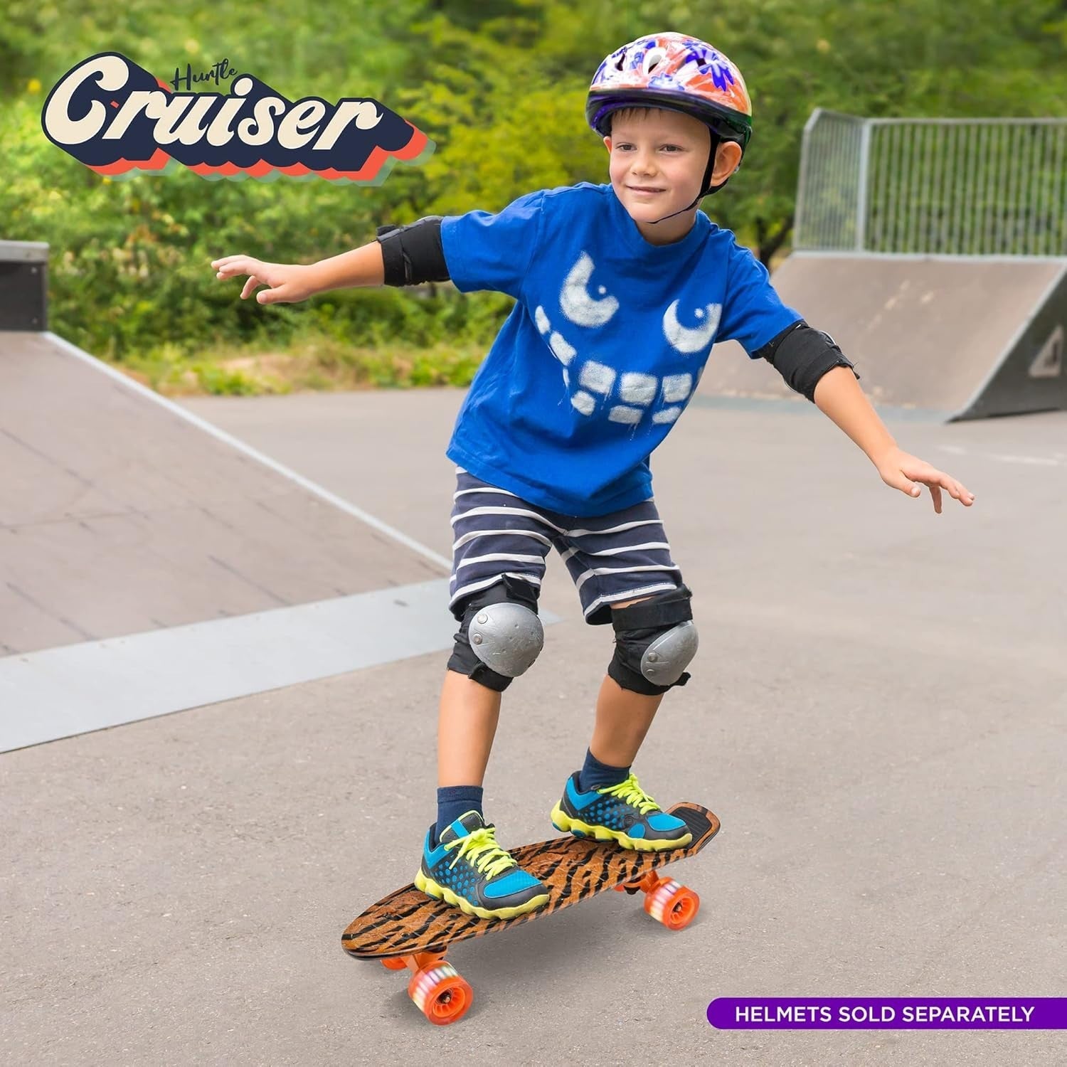 Mini Cruiser Skateboard LED Wheels Kids Teens Adult Tiger Print Complete