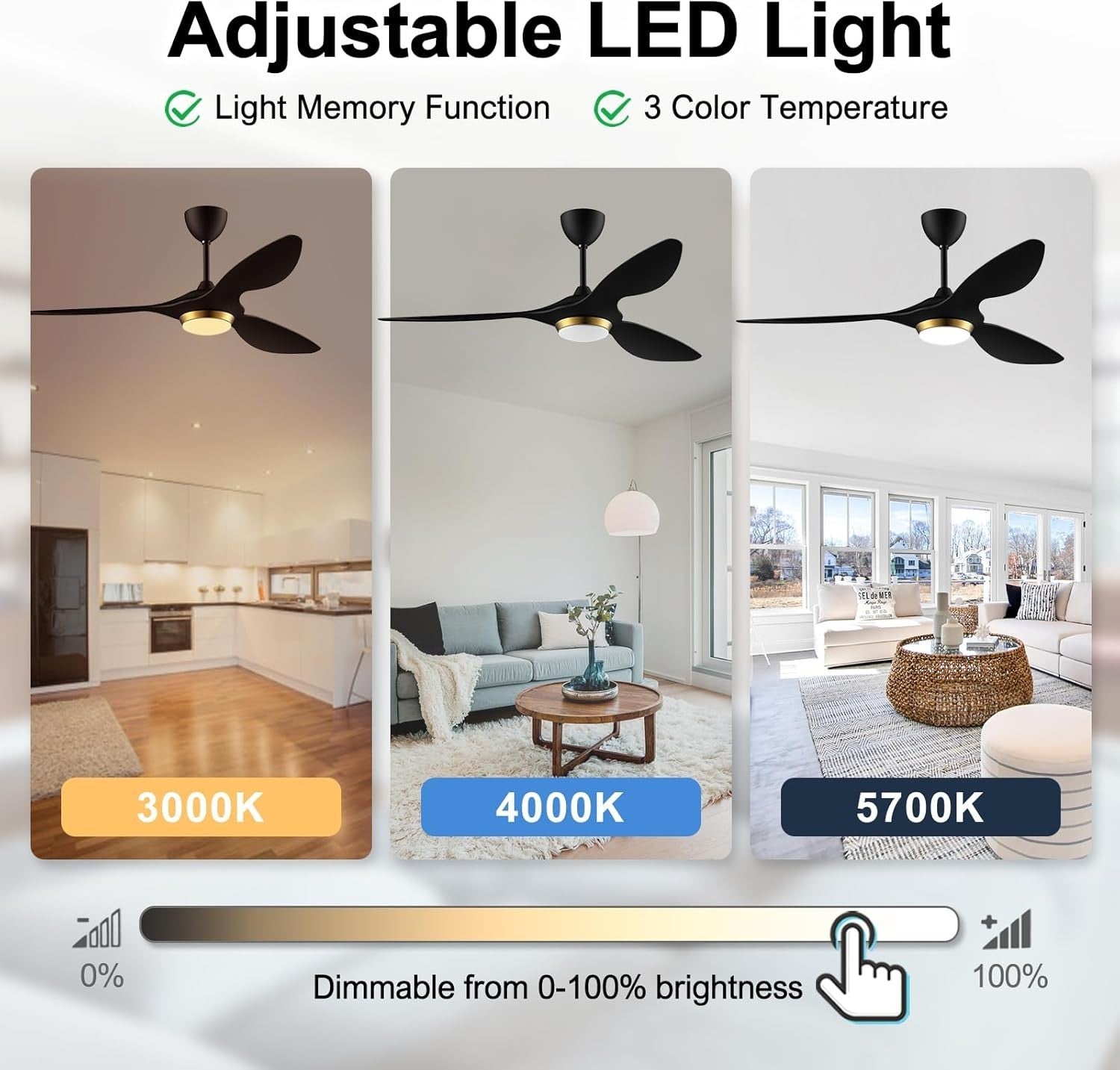 52" Ceiling Fan with Lights Natural Wood Wi-Fi Timer Quiet