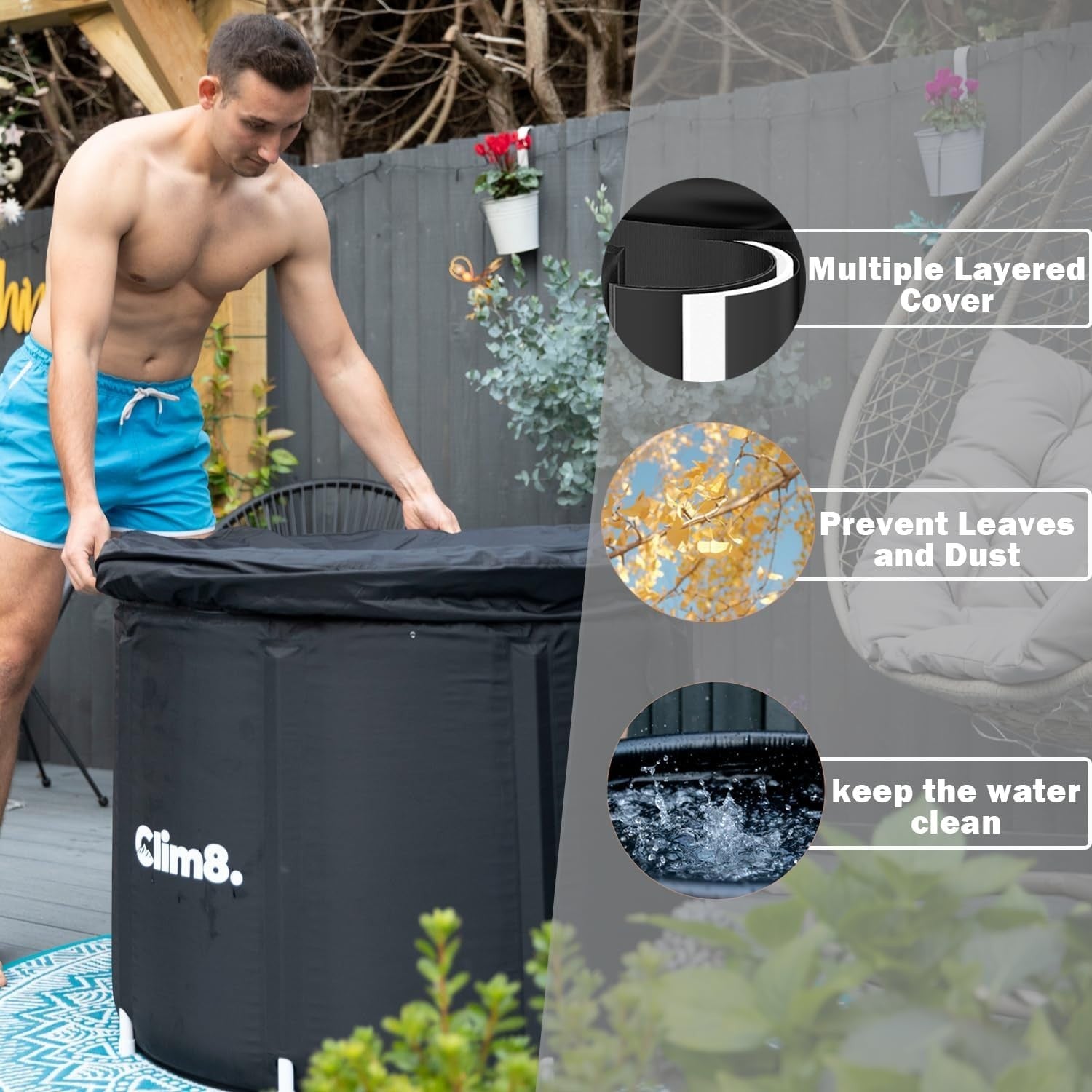 400L XL Portable Ice Bath Tub Cold Plunge Pool with Lid for Recovery