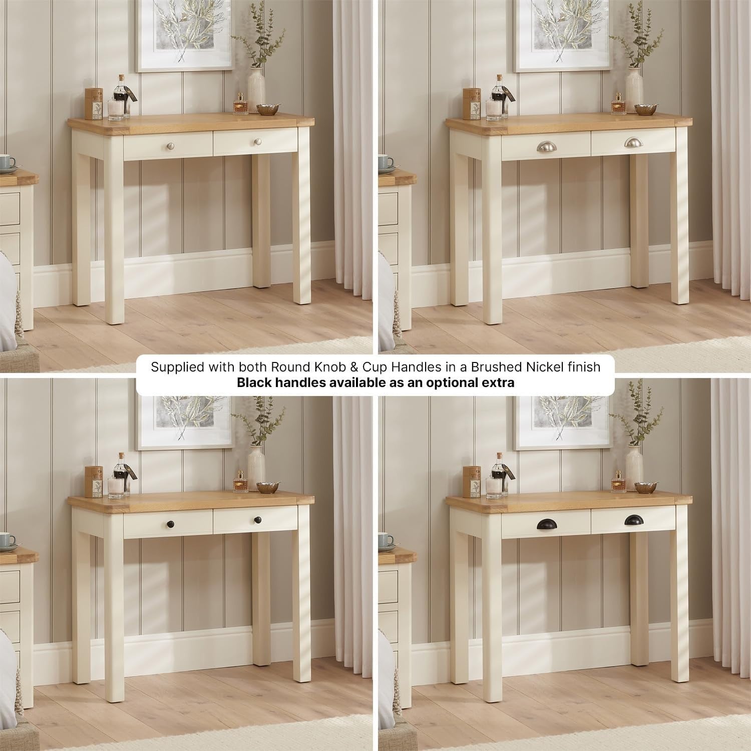 Cream Dressing Table Desk 2 Drawer Wood Storage Home Office Vanity Pedestal