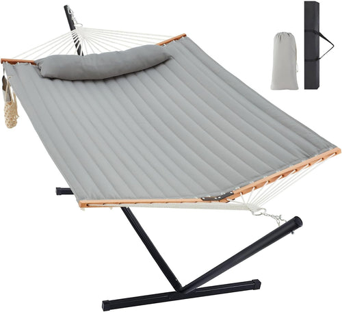 Two Person Hammock with Stand – Heavy Duty Outdoor Patio Bed, 480lbs Capacity