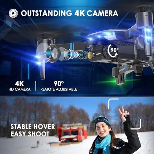 Foldable 4K HD Drone with Dual Batteries, 30Min Flight & Gesture Control
