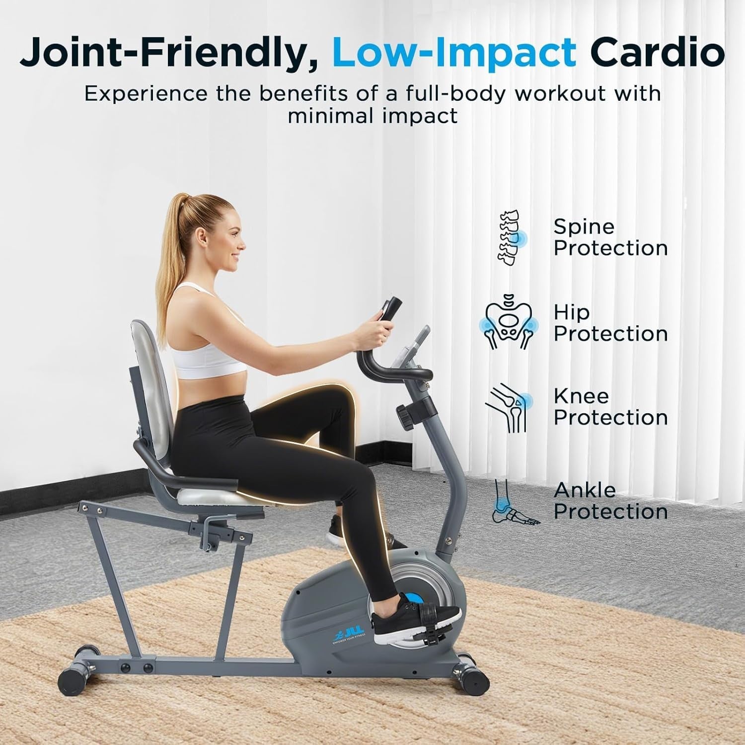Recumbent Exercise Bike Magnetic Bluetooth LCD Quiet Adjustable Seat Home Gym