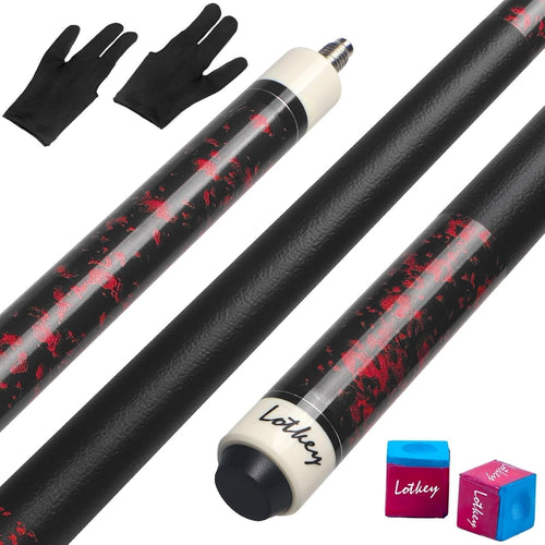 58in Pool Cue Stick 13mm Tip 20oz Maple Linen Grip Set Gloves Chalk