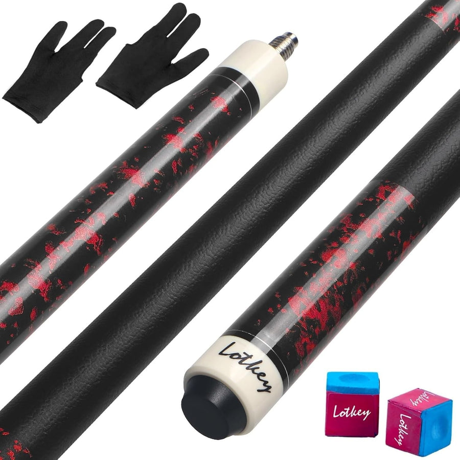 58in Pool Cue Stick 13mm Tip 20oz Maple Linen Grip Set Gloves Chalk
